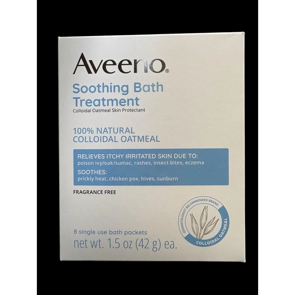 Aveeno Soothing Bath Treatment 8 ct 100% Natural Colloidal Oatmeal 1.5oz Packets